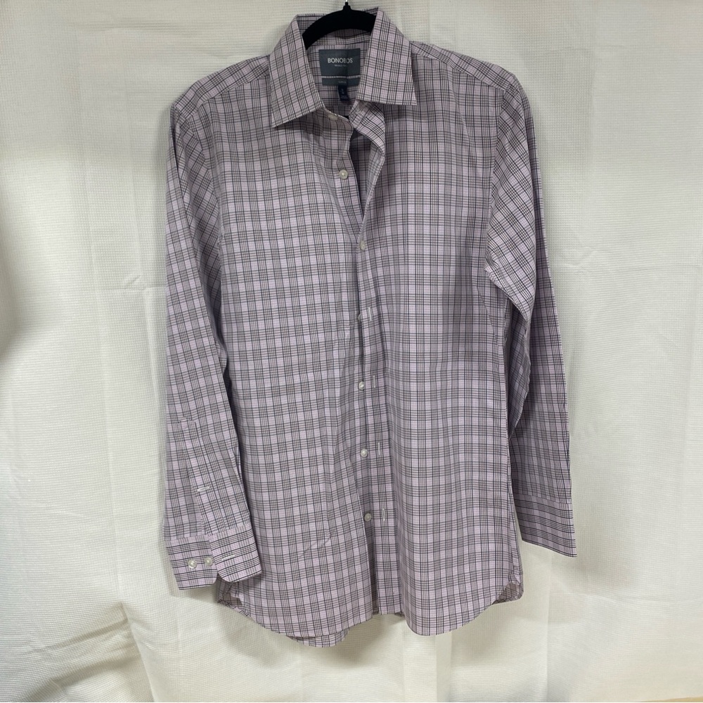 Bonobos Lavender Plaid Dress Shirt Slim Fit Size 15/33